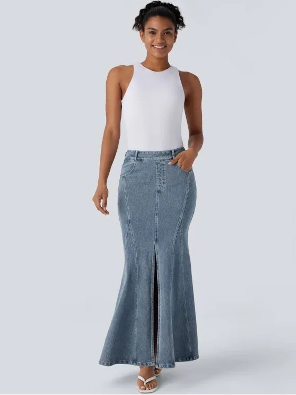 Halara Flex Mid Rise Maxi Mermaid Skirt with Pockets